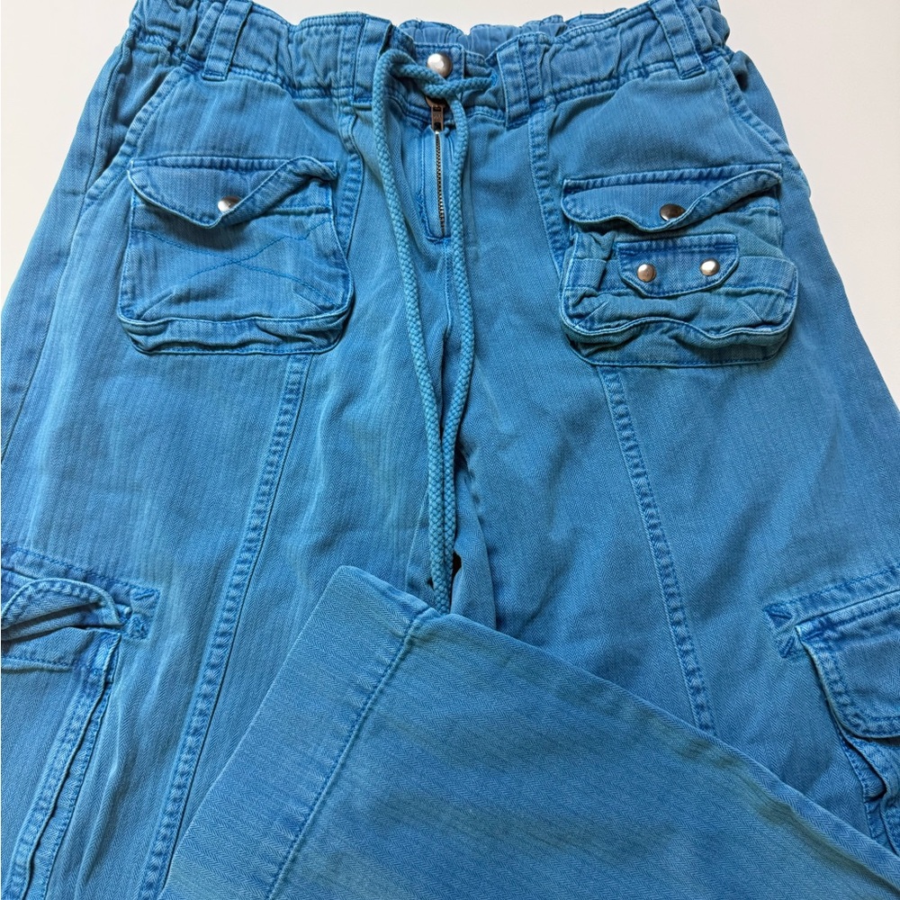 Free People Blue Cargo Pants